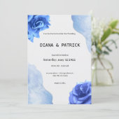 Bleu Elegant Mariage Invitation (Debout devant)