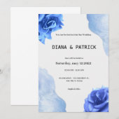 Bleu Elegant Mariage Invitation (Devant / Derrière)