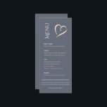 Bleu élégant moderne avec menu table de coeur rose<br><div class="desc">Table d'accueil moderne menu du dessus Table Tente Signe avec grand coeur rose. Faites connaître à votre invité de mariage ce que vous trouverez dans le menu de célébration de mariage de réception avec ce menu minimaliste qui présente une élégante typographie blanche et rose rustique et un grand coeur romantique....</div>