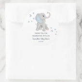 Bleu Eléphant Baby shower Favoriser Sticker (Sac)