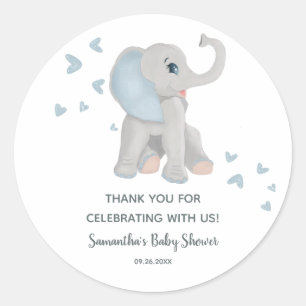 Bleu Eléphant Baby shower Favoriser Sticker