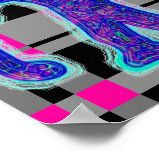 Bleu éléphant sur affiche d'Arrière - plan rose (Coin)