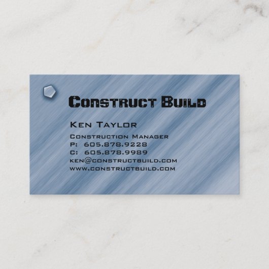 Bleu en métal de carte de visite d'entrepreneur de (Devant)