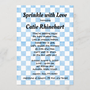Bleu En vichy Baby Boy Shower Sprinkle Invitation