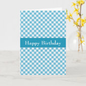 Bleu En vichy carte d'anniversaire (Fleur jaune)