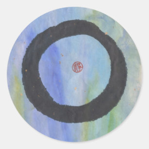 Bleu Enso Zen Cercle de Tranquillité Stickers