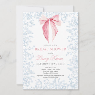 Bleu et arc rose Invitation à la douche nuptiale