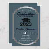 Bleu et Argent Célébration Invitation (Devant / Derrière)