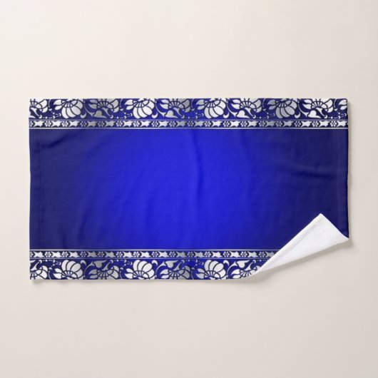 Bleu et argent élégant (Serviette à main)