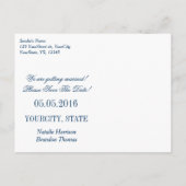 Bleu et argent Enregistrer la date cartes postales (Dos)