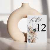 Bleu et beige Boho Floral Numéro de table