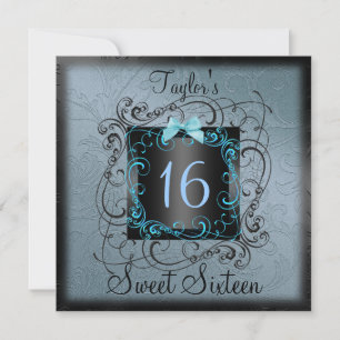Bleu et Black Frame Sweet16 Invitation d'anniversa