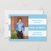 Bleu et blanc - 3x5 Faire-part de graduation (Devant)