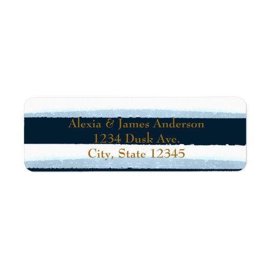 Bleu et blanc Aquarelle Étiquette de adresse (Devant)
