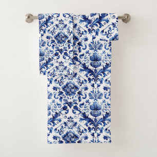 Bleu et blanc Delft style ornement floral motif