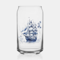 Bleu et blanc Delft voilier en mer