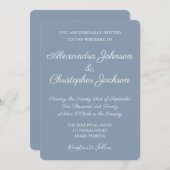 Bleu et blanc Dusty Faire-part de mariage simple (Devant / Derrière)