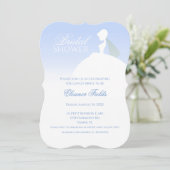 Bleu et blanc Elégant nuptiale douche Invitation (Debout devant)