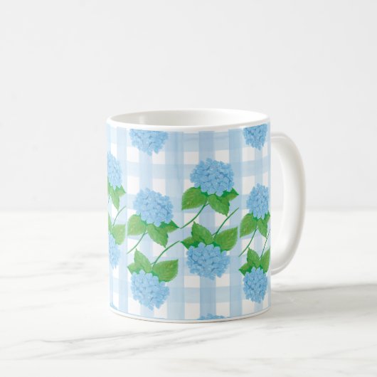 Bleu et blanc Grandmillennial Hydrangea Mug (Devant droit)