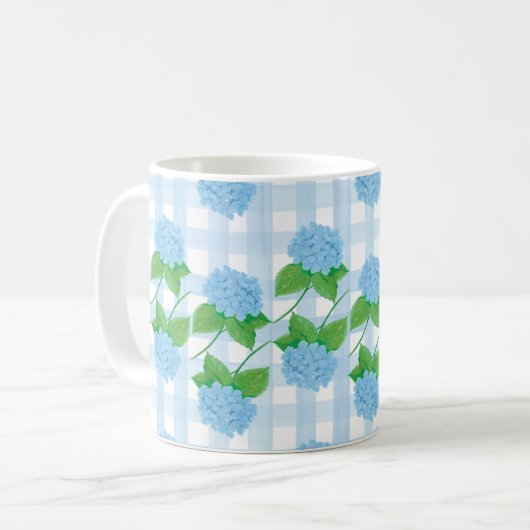 Bleu et blanc Grandmillennial Hydrangea Mug (Devant gauche)
