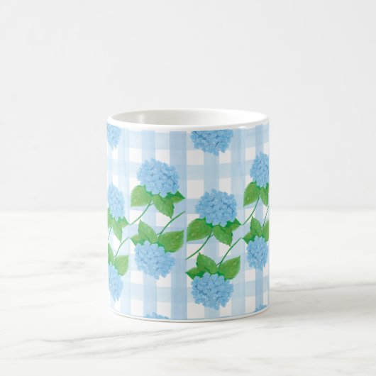 Bleu et blanc Grandmillennial Hydrangea Mug (Centre)