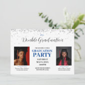 Bleu et blanc Invitation de double diplôme (Debout devant)