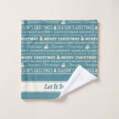 Bleu et blanc Joyeux Noël Retro Typographie (Gant de toilette)