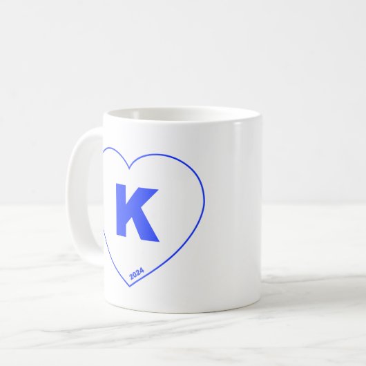 Bleu et blanc K-Heart Mug (Devant gauche)