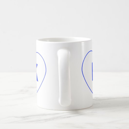 Bleu et blanc K-Heart Mug (Poignée)