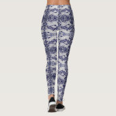 Bleu et blanc lapin Motif Leggings pour femmes (Dos)