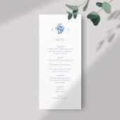 Bleu et blanc | Menu Mariage plat Monogramme flora