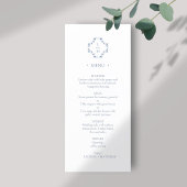 Bleu et blanc | Menu Mariage plat Monogramme flora