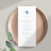 Bleu et blanc | Menu Mariage plat Monogramme flora