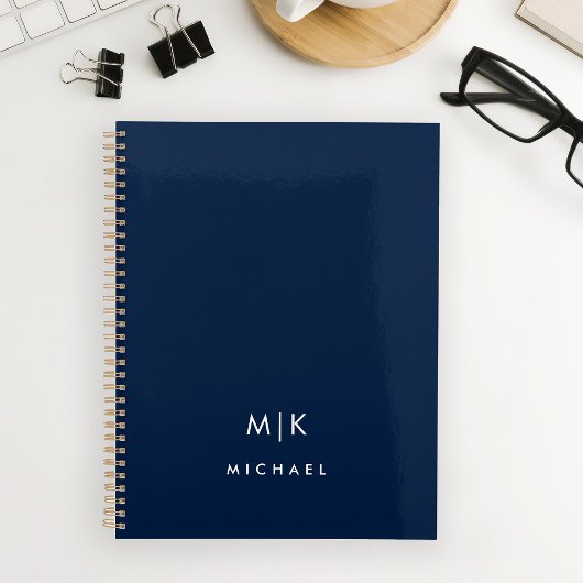 Bleu et blanc | Monogramme moderne
