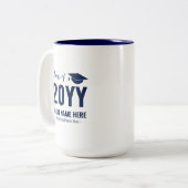 Bleu et blanc | Mug personnalisé cadeau de diplôme (Devant gauche)