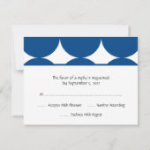 Bleu et blanc Pois moderne mariage carte RSVP (Dos)