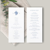 Bleu et blanc | Programme de mariage du monogramme