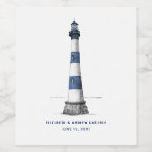 Bleu et blanc Raype phare Mariage Étiquette à vin (Étiquettes simples)