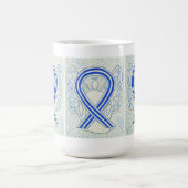 Bleu et Blanc Sensibilisation Ruban Angel Art Mug (Centre)