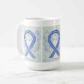 Bleu et Blanc Sensibilisation Ruban Angel Art Mug (Devant gauche)
