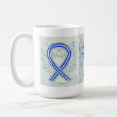 Bleu et Blanc Sensibilisation Ruban Angel Art Mug (Gauche)