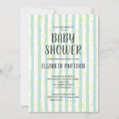 Bleu et blanc Stripes Boy Baby shower Invitation (Devant)