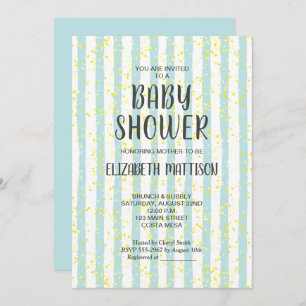 Bleu et blanc Stripes Boy Baby shower Invitation