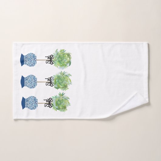 Bleu et blanc Topiaire (Serviette à main)
