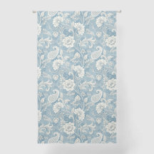 Bleu et blanc Vintage Floral Blackout rideaux