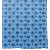 Bleu et bleu, rideau de douche à motifs floraux (Devant)