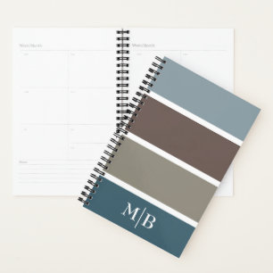 Bleu et bloc de couleur Brown avec Initiales Monog