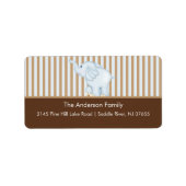 Bleu et Brown bébé doux Étiquette de adresse éléph (Devant)