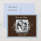 Bleu et Brown Enregistrer la date Photo Cartes pos (Devant / Derrière)