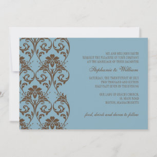 Bleu et Brown mariage vintage Invitation